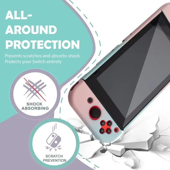 For Nintendo Switch Protective Case, Hard Dockable Shell Cover Skin for Girls, Pink and Blue Multicolor {3}
