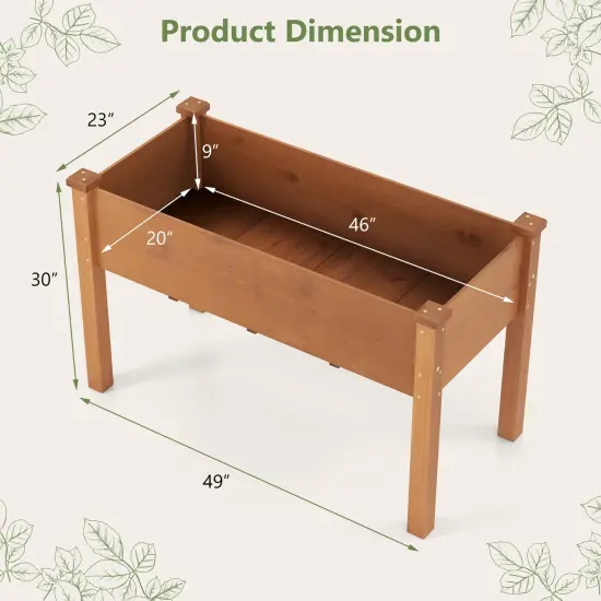 Brown Fir Wood Raised Garden Bed with Liner and Drainage Holes {5}