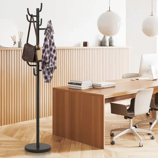 Freestanding Coat Rack with 8 Hooks for Entryway and Bedroom Organization {6}