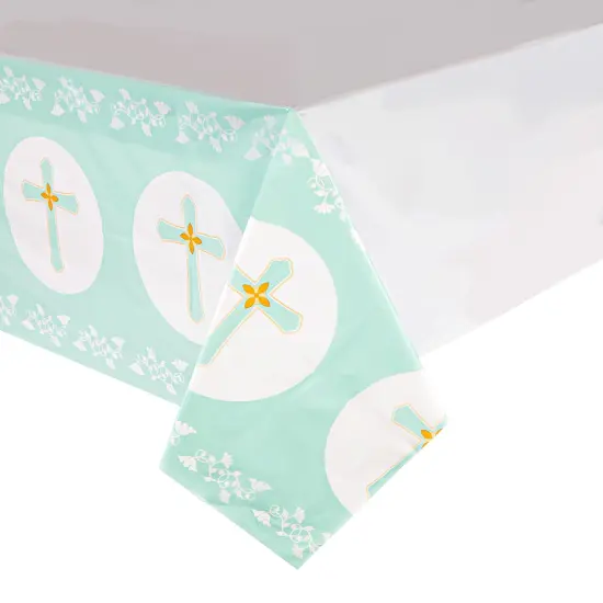 3 Pack Disposable Plastic Table Covers, Baptism Decorations, Easter Tablecloth (54 x 108 In) White {5}