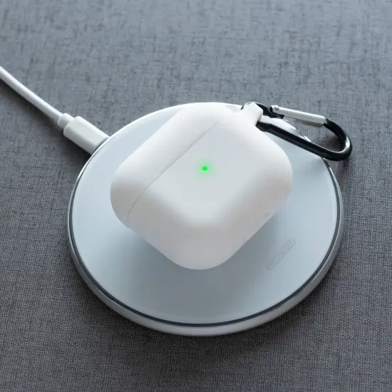 Insten Silicone Case Compatible with Airpods 3 3rd Gen 2021 Earbuds Protective Cover, Front LED Visible, with Carrying Keychain for Girls Women Boys Men, White {7}