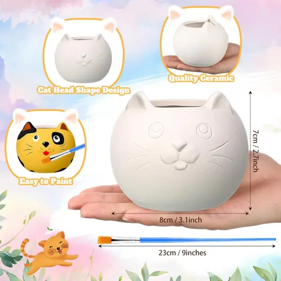 6 Set DIY Ceramic Succulent Planter Pots Paint Your Own Flower Pots Craft Kit {2}