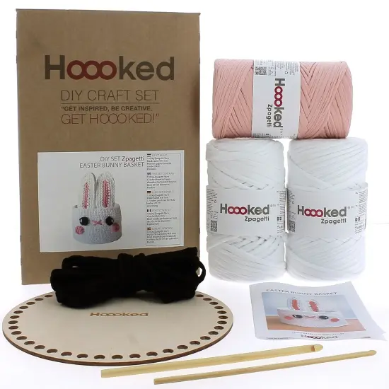 Hoooked Amigurumi DIY Kit W/Eco Barbante Yarn-Bunny Basket {1}