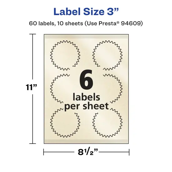 Avery Pearlized Ivory Starburst Labels with Sure Feed Technology, Print-to-the-Edge, 3" {5}
