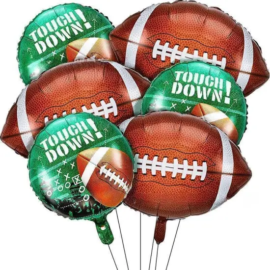 6 Pieces Football Balloons Set, 3 Pieces Football Field Balloons and 3 Pieces Football Foil Balloons for Tailgate Game Day Football Theme Supplies Birthday Party Decorations,Football Party Supplies {1}