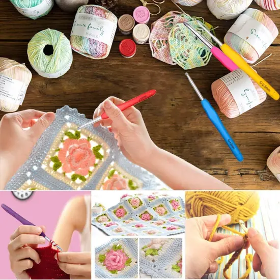 Crochet Hooks Set, 14 Sizes 2mm(B)-10mm(N) Ergonomic Crochet Needles with Case for Arthritic Hands, Extra Long Crochet Kit {4}