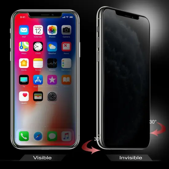 Privacy Glass Screen Protector Compatible with iPhone XS Max 6.5" [2 Pack] Insten Full Protection Anti Spy Tempered Glass Shield Guard [Case Friendly][Anti-Scratch] Grey {3}