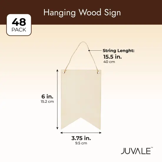 48 Pack Unfinished Blank Wood Signs for DIY Crafts, Painting, and Engraving Wall Decorations (5.9 x 3.8 x 0.1 In) Brown {5}
