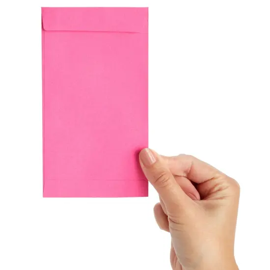 100 Pack Money Envelopes for Cash, Payroll, Money Saving, Coins, Currency, 100GSM, 6.5 x 3.5 inches, Versatile Office Supplies, Pink {7}