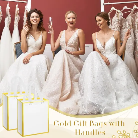 16 Pcs Reusable Gift Goodie Bags with Handles Non Woven Party Favor Shopping Tote Bags {5}