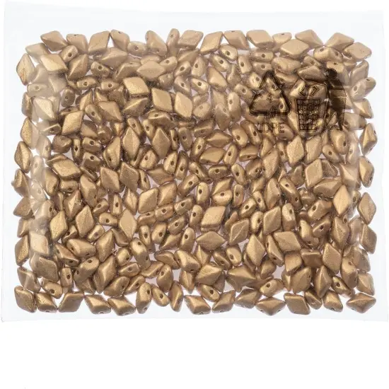 Matubo 2-Hole Czech Glass Metallic Gemduo Beads, 50g Bronze Pale Gold {2}