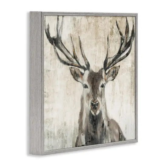 Stupell Industries Rustic Deer Elk Wildlife Portrait Framed Giclee Art Gray Frame {3}