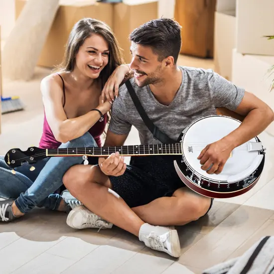 5 String Banjo with Rosewood Fingerboard, Adjustable Brackets and Accessories {2}