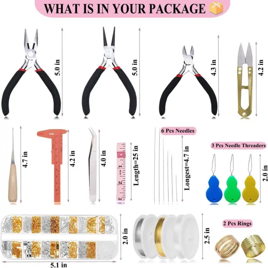 Jewelry Making Supplies Kit - 24 + 845 Pcs Jewelry Making Tools for Repair, Crafting, Earring, Ring, and Beading {2}