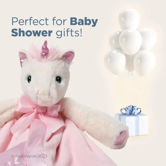 Bearington Baby Dreamer Snuggler, 15 Inch White and Pink Unicorn Plush Stuffed Animal Security Blanket Lovey for Babies {5}