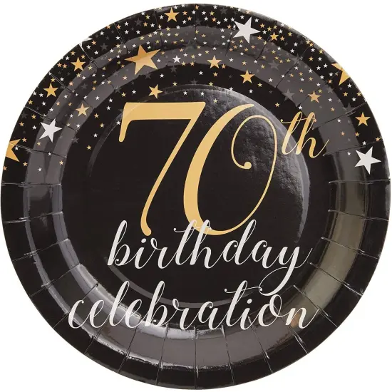 70th Birthday Plates (9 In, 80 Pack) Black {4}