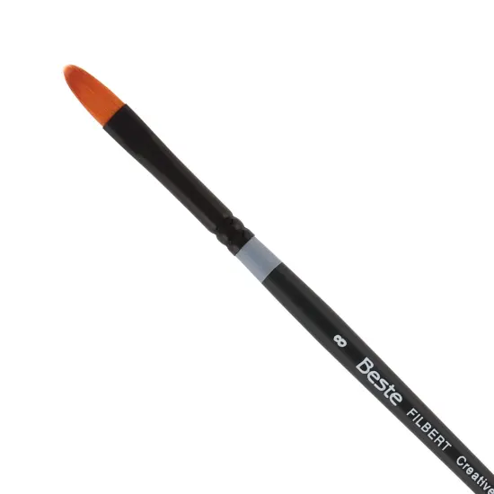 Creative Mark Beste Golden Taklon Filbert, #6x0 Artist Paint Brush, Professional Watercolor Brushes, For Acrylic Painting, Short Handle, Sharp Edges, Hand-Tied & Shaped {1}