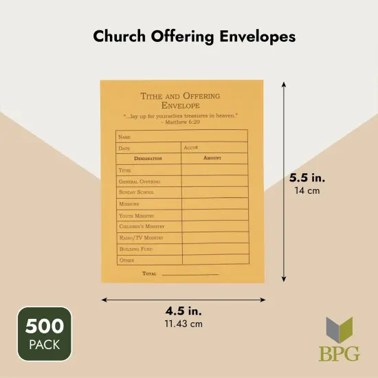 Tithe and Offering Envelopes for Church & Donations (500 Pack Case, 5.5 x 4.5 Inches) Yellow {3}
