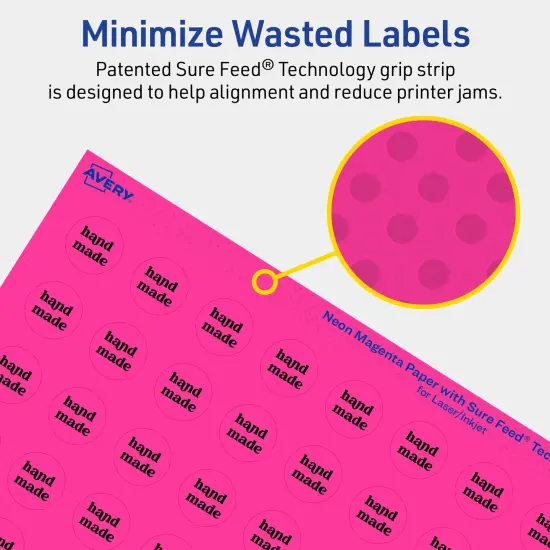 Avery Neon Magenta Paper Labels, 0.75" Diameter Round {4}