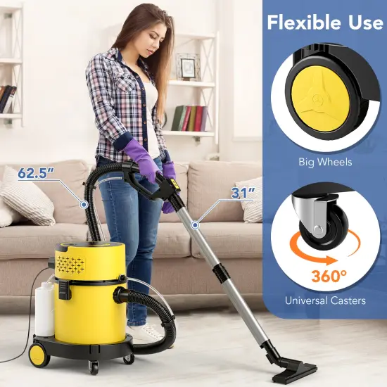 Yellow 4-in-1 Portable Wet Dry Vacuum Cleaner with 2-Button Remote Controller and Smooth Caster Wheel {2}