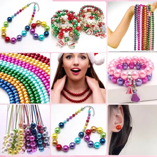 Grey Pearl Beads for Jewelry Making, 1750pcs Grey Pearl Craft Bead with Hole 4mm 6mm 8mm 10mm 12mm Loose Spacer Bead for Necklace Bracelet Earrings Ring Choker Wedding Dress Decor (Grey) {5}