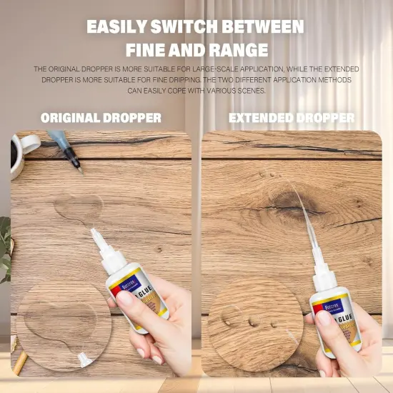 Wood Glue, 2 Pack Fast-Instant Super Glue for Wood, Clear Glue for Woodworking, Waterproof Cyanoacrylate Adhesives Ideal for Wooden Furniture, Wooden Product, Crafts, Floor, DIY {5}