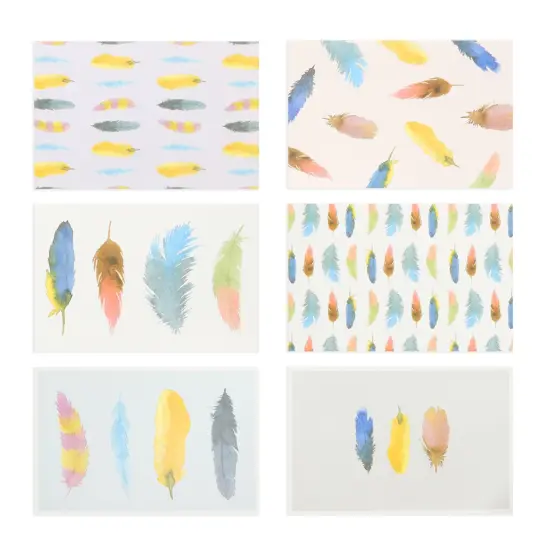 Blank Bird Greeting Stationary Cards with Envelopes, Watercolor Feather (4x6 In, 48 Pack) Multicolor {6}
