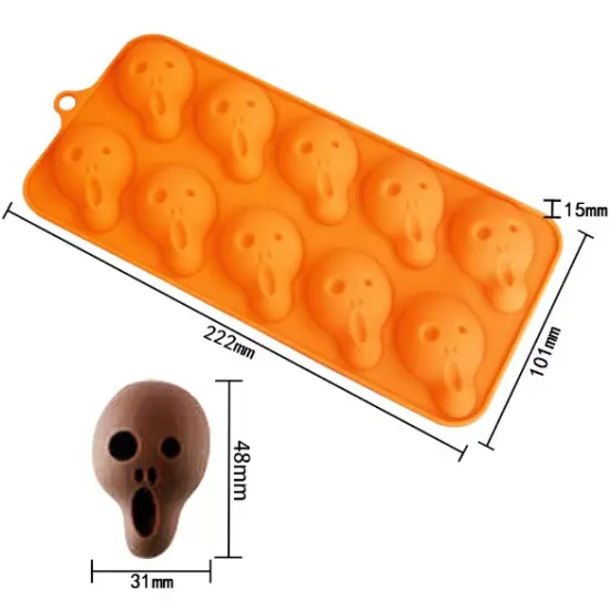 Halloween Ghost Face Silicone Chocolate Mold 10 Cavity {3}