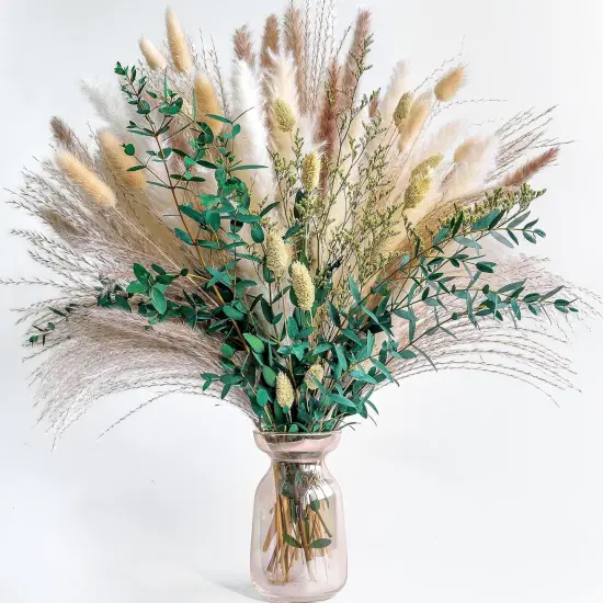 Green Pampas Grass Bouquet &ndash; Boho Home & Wedding Floral Arrangements &ndash; Dried Pampas Grass Decor for Living Room, Fireplace, and Modern Farmhouse {1}