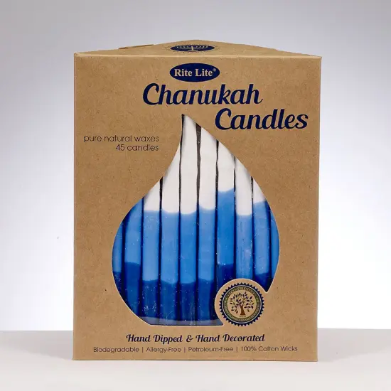 Rite Lite Premium Menorah Hanukkah Candles - 5.25" - Blue and White - 45ct {1}