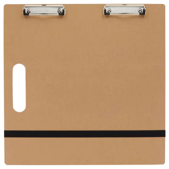 2-Pack Artist's Drawing Sketch Boards, Large Art Clipboards with Left-Side Handle Holes and Paper Retaining Rubber Bands, Portable Drafting Boards for Home, Office, Studio, and Field (18x18 in) Brown {7}