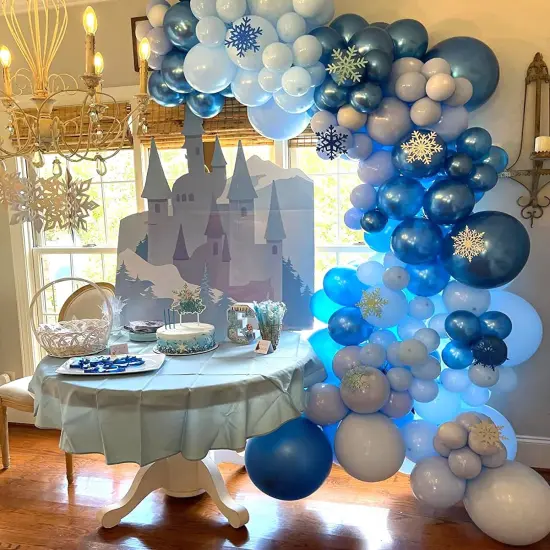 60Pcs 12Inch Chrome Blue Balloons Kit Macaron Baby Pearl Navy Blue Latex Balloons {4}
