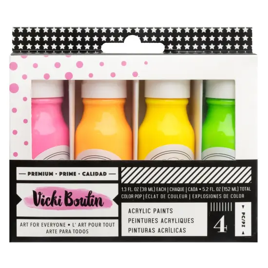 Vicki Boutin Mixed Media Acrylic Paint 4/Pkg-Neon {1}