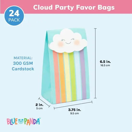 24 Pack of Rainbow Goodie Bags with Stickers for Birthday Supplies, Rainbow Party Favors, Treats, Candies, Baby Shower Decorations (Turquoise, 6.5 x 4 x 3 Inches) Multicolor {5}