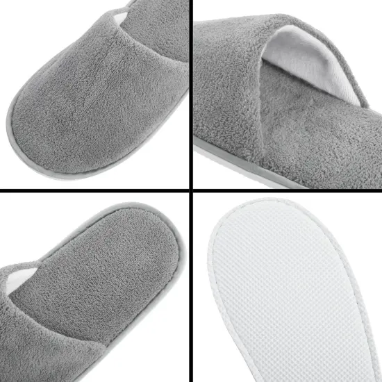 12 Pairs Disposable Slippers for Guests, Bulk Pack for Hotel, Spa, Shoeless Home, Gray (US Men Size 11, Women 12) Grey {6}