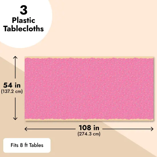 Donuts Birthday Party Table Covers (Pink, 54 x 108 in, 3 Pack) {4}
