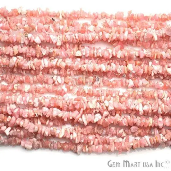 Natural Chip Beads, 34 Inch, Genuine Chip Strands, Drilled Strung Nugget Beads, 3-7mm, Polished, GemMartUSA (70001) Rhodochrosite {1}