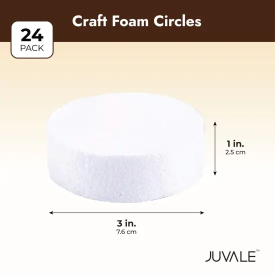 24 Pack Foam Circles for Crafts - 3 Inch Round Polystyrene Discs for DIY Projects (1 Inch Thick, White) {4}