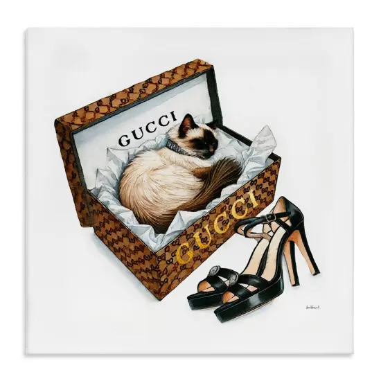 Stupell Industries Glam Cat Shoebox Canvas Wall Art Design by Amanda Greenwood {1}