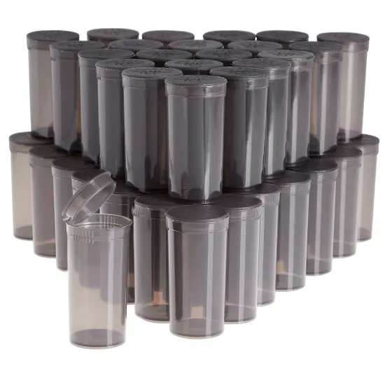 50 Pack Empty Pill Bottles with Caps - 13 Dram Medicine Containers, Prescription Vials with Lids (Black) {1}