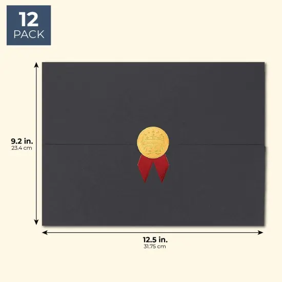 12-Pack Award Certificate Holders - Bulk Certificate Holders for Graduation, Diploma, Employee Appreciation, Certifications (12.5 x 9.2") Black {2}