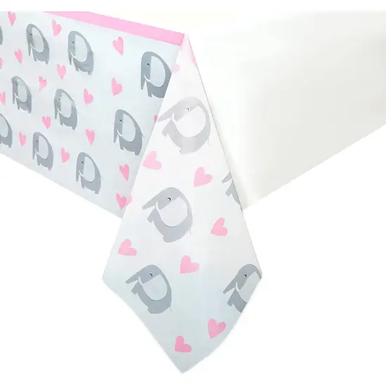 Elephant Tablecloths for Baby Shower Decor, Pink Hearts (54 x 108 in, 3 Pack) {5}