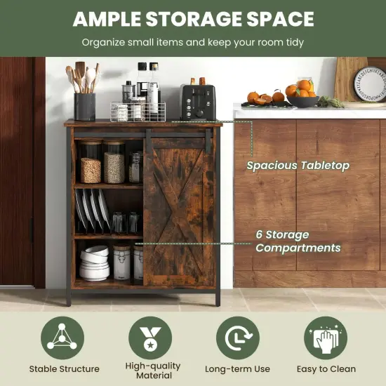 Costway 32" Farmhouse Accent Storage Cabinet with Sliding Barn Door & Adjustable Shelves {6}