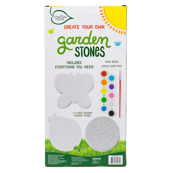 Creative Roots Mosaic Butterfly, Ladybug, & Sun Stepping Stone, Includes 3-Pack 4.5-Inch Ceramic Stepping Stone & 6 Vibrant Paints, Paint Your Own DIY Stepping Stone for Kids Ages 8+ {5}