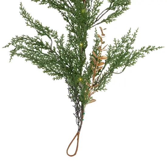 Northlight Real Touch&trade; Pre-Lit Cedar Pine Artificial Christmas Garland - 10' - Warm White LED Green {4}