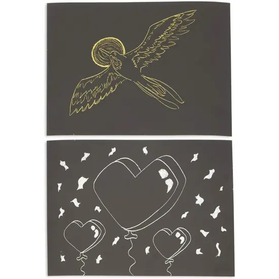 36 Scratch Sheets with 2 Wooden Styluses for Art, Gold and Silver Foil (8.5 x 11 in, 38 Pieces) Multicolor {5}