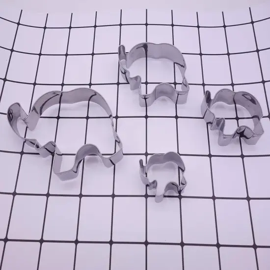 Elephant Cookie Cutter Set of 4 Counts Animal Biscuit Cutter Baby Shower Press Cookie Molds Stainless Steel Metal Fondant Cutter (Elephant Cookie Cutter) {4}