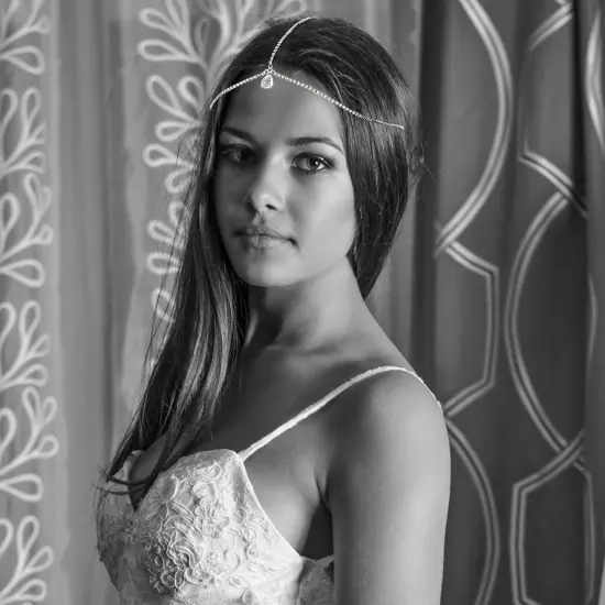 Silver Rhinestone Head Chain, Pendant Headpiece for Wedding, Bachelorette Party, Bridal Shower {3}