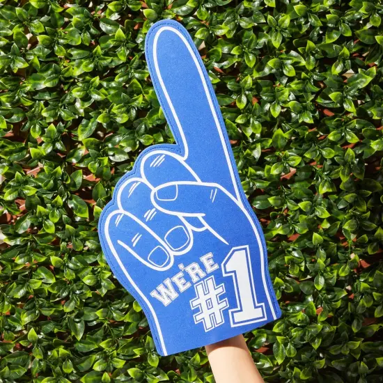 2 Pack Blue Foam Fingers #1, It's Goin' Down for Sports Fan Accessories, Cheering, Party Favors, 17.5 Inch Giant Foam Hand {3}