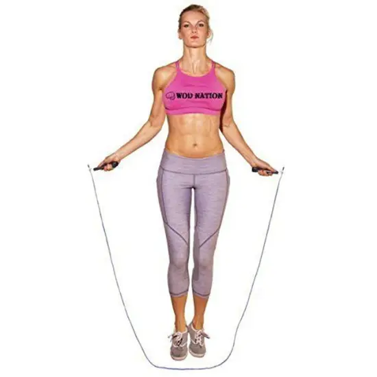 WOD Nation Adjustable Speed Jump Rope For Men, Women & Children - Blazing Fast Fitness Skipping Rope Perfect for Boxing, MMA, Endurance - Black {5}